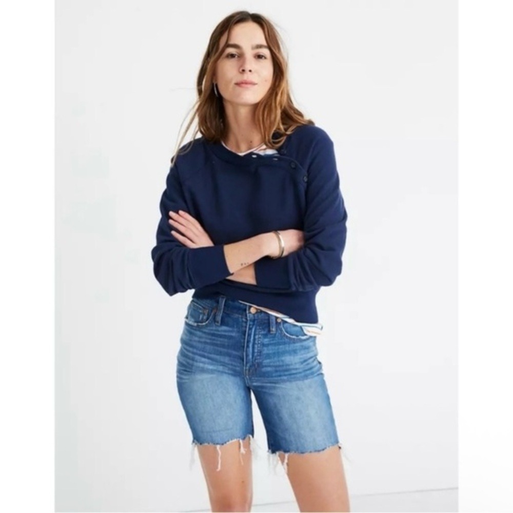 Madewell Women's High-Rise Mid-Length Denim Blue Jean Shorts Size 32